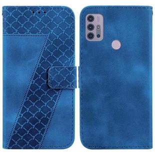 For Motorola Moto G30/G10/G20/G10 Power 7-shaped Embossed Leather Phone Case(Blue)
