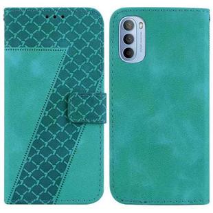 For Motorola Moto G31/G41 7-shaped Embossed Leather Phone Case(Green)