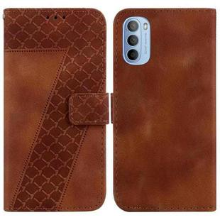 For Motorola Moto G31/G41 7-shaped Embossed Leather Phone Case(Brown)