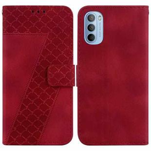 For Motorola Moto G31/G41 7-shaped Embossed Leather Phone Case(Red)