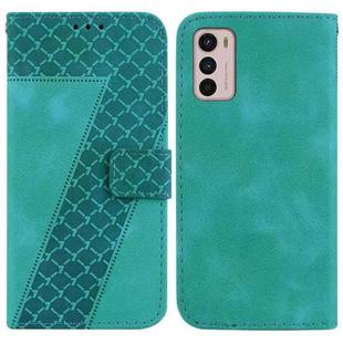 For Motorola Moto G42 7-shaped Embossed Leather Phone Case(Green)