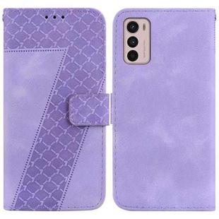 For Motorola Moto G42 7-shaped Embossed Leather Phone Case(Purple)