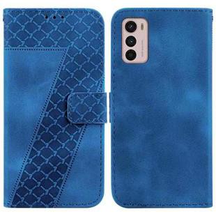 For Motorola Moto G42 7-shaped Embossed Leather Phone Case(Blue)