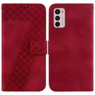 For Motorola Moto G42 Seven-shaped Embossed Leather Phone Case(Red)