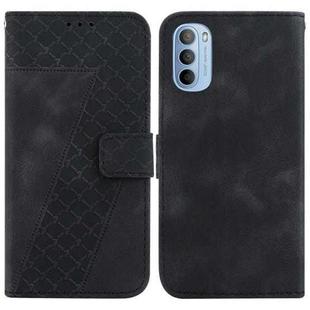 For Motorola Moto G51 7-shaped Embossed Leather Phone Case(Black)