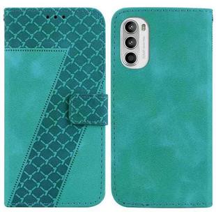 For Motorola Moto G52 7-shaped Embossed Leather Phone Case(Green)