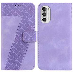 For Motorola Moto G52 7-shaped Embossed Leather Phone Case(Purple)