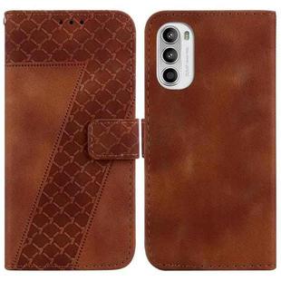 For Motorola Moto G52 7-shaped Embossed Leather Phone Case(Brown)