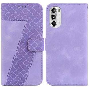 For Motorola Moto G52J JP Version Seven-shaped Embossed Leather Phone Case(Purple)