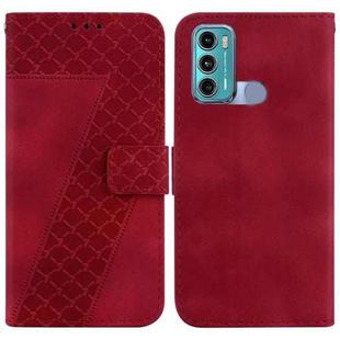 For Motorola Moto G60/G40 Fusion Seven-shaped Embossed Leather Phone Case(Red)