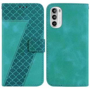 For Motorola Moto G62 5G 7-shaped Embossed Leather Phone Case(Green)