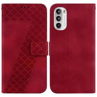 For Motorola Moto G62 5G 7-shaped Embossed Leather Phone Case(Red)