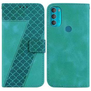 For Motorola Moto G71 5G 7-shaped Embossed Leather Phone Case(Green)