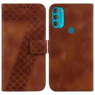 For Motorola Moto G71 5G 7-shaped Embossed Leather Phone Case(Brown)