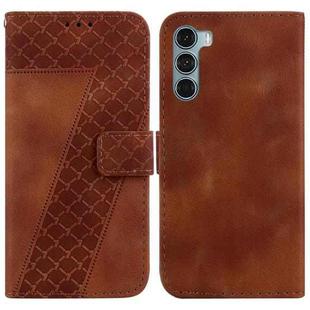 For Motorola Moto G200 5G/Edge S30 7-shaped Embossed Leather Phone Case(Brown)