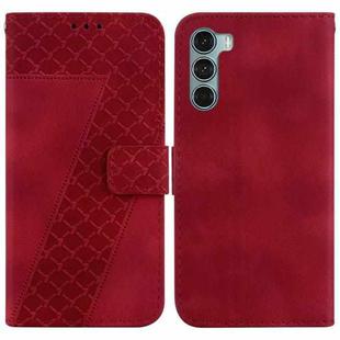 For Motorola Moto G200 5G/Edge S30 Seven-shaped Embossed Leather Phone Case(Red)