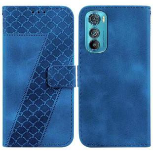 For Motorola Edge 30 7-shaped Embossed Leather Phone Case(Blue)