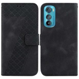 For Motorola Edge 30 Seven-shaped Embossed Leather Phone Case(Black)