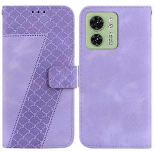 For Motorola Edge 40 7-shaped Embossed Leather Phone Case(Purple)