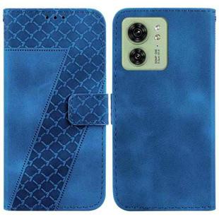 For Motorola Edge 40 7-shaped Embossed Leather Phone Case(Blue)