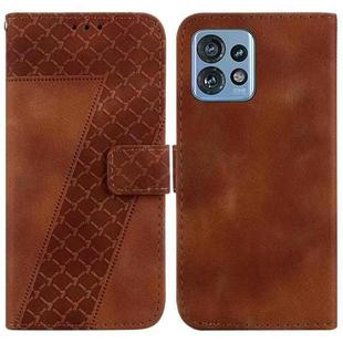 For Motorola Edge 40 Pro 7-shaped Embossed Leather Phone Case(Brown)