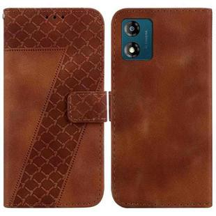 For Motorola Moto E13 7-shaped Embossed Leather Phone Case(Brown)