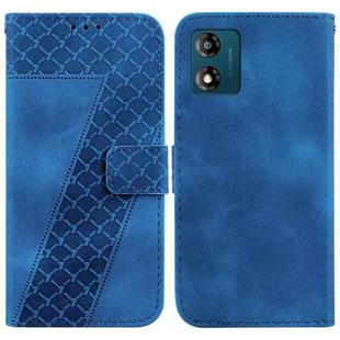 For Motorola Moto E13 7-shaped Embossed Leather Phone Case(Blue)