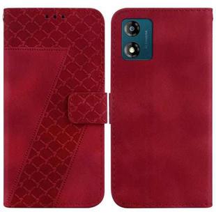 For Motorola Moto E13 7-shaped Embossed Leather Phone Case(Red)