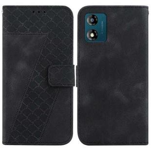 For Motorola Moto E13 7-shaped Embossed Leather Phone Case(Black)