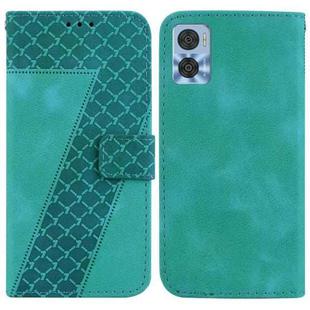 For Motorola Moto E22/E22i 7-shaped Embossed Leather Phone Case(Green)