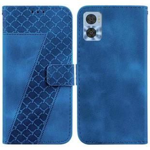 For Motorola Moto E22/E22i 7-shaped Embossed Leather Phone Case(Blue)