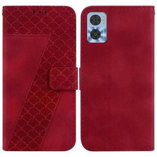 For Motorola Moto E22/E22i 7-shaped Embossed Leather Phone Case(Red)
