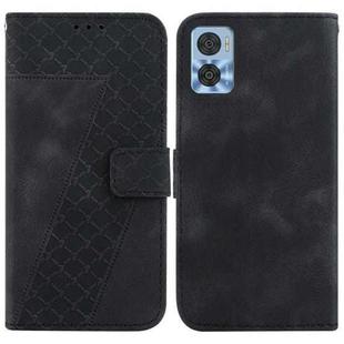 For Motorola Moto E22/E22i 7-shaped Embossed Leather Phone Case(Black)