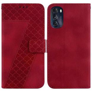 For Motorola Moto G 2022 Seven-shaped Embossed Leather Phone Case(Red)