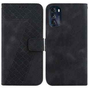 For Motorola Moto G 2022 7-shaped Embossed Leather Phone Case(Black)