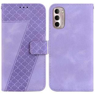 For Motorola Moto G Stylus 4G 2022 7-shaped Embossed Leather Phone Case(Purple)