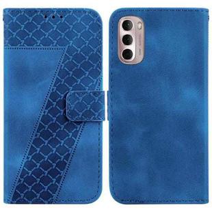 For Motorola Moto G Stylus 4G 2022 7-shaped Embossed Leather Phone Case(Blue)