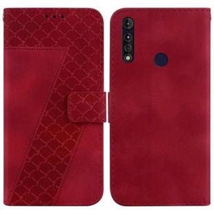 For Motorola Moto G8 Power Lite 7-shaped Embossed Leather Phone Case(Red)