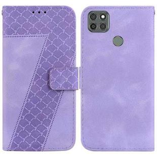 For Motorola Moto G9 Power Seven-shaped Embossed Leather Phone Case(Purple)