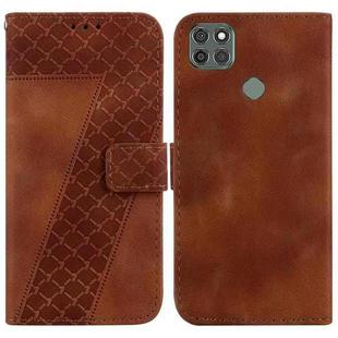 For Motorola Moto G9 Power 7-shaped Embossed Leather Phone Case(Brown)