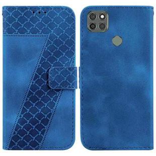 For Motorola Moto G9 Power 7-shaped Embossed Leather Phone Case(Blue)