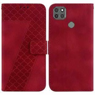 For Motorola Moto G9 Power 7-shaped Embossed Leather Phone Case(Red)