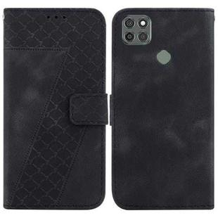For Motorola Moto G9 Power 7-shaped Embossed Leather Phone Case(Black)