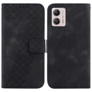 For Motorola Moto G13/G23/G53 Seven-shaped Embossed Leather Phone Case(Black)