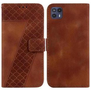 For Motorola Moto G50 5G 7-shaped Embossed Leather Phone Case(Brown)