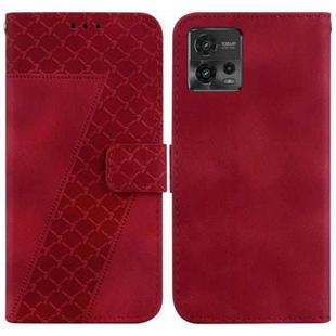 For Motorola Moto G72 Seven-shaped Embossed Leather Phone Case(Red)