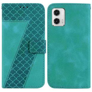 For Motorola Moto G73 Seven-shaped Embossed Leather Phone Case(Green)