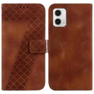 For Motorola Moto G73 7-shaped Embossed Leather Phone Case(Brown)