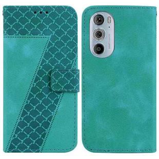 For Motorola Edge 30 Pro 7-shaped Embossed Leather Phone Case(Green)