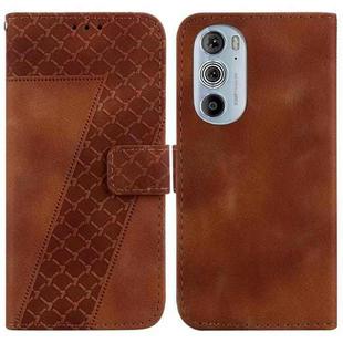 For Motorola Edge 30 Pro 7-shaped Embossed Leather Phone Case(Brown)